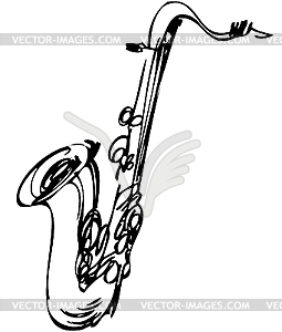 Brass musical instrument saxophone tenor - vector clipart