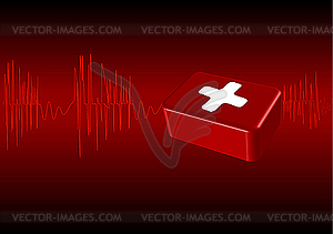 Cardiogram with the first-aid set - vector clipart