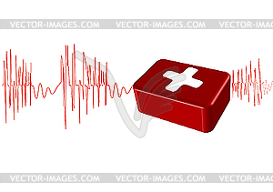 Кардиограмма с аптечкой - графика в векторе
