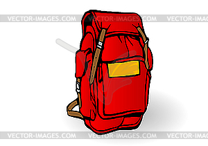 Красный рюкзак турист - клипарт в векторе