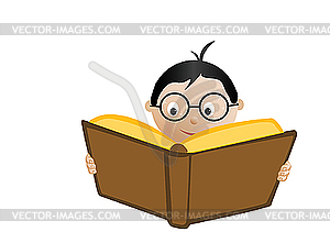 Schoolboy Reading Book - vector clip art