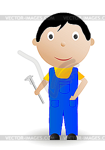 Boy with tool - vector image