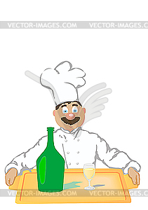  cheerful cook holds tray with bo - vector clipart