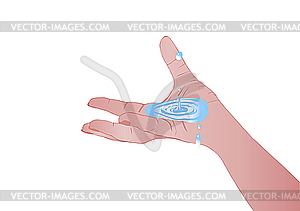 Human palm with water - royalty-free vector image