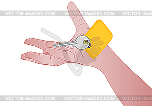 Hand with key - vector clipart / vector image