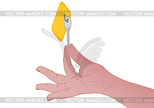 Hand with key - vector image