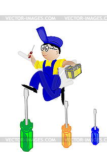 Mechanic with tool - stock vector clipart