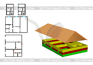 Scheme of house - vector clip art