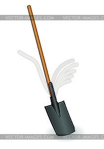 A shovel with wooden handle - vector image