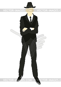 Silhouette of man in suit and tie - vector clipart