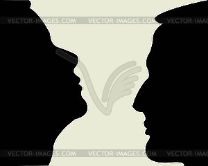 Black silhouettes of man and woman - vector image