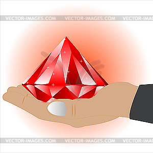 Hand with red jewel - royalty-free vector image