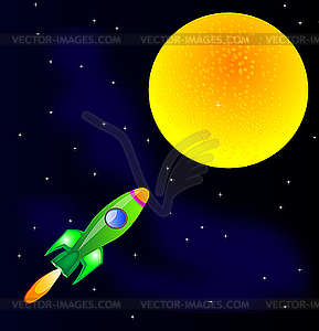 Rocket in space - vector clipart