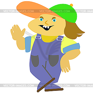 Person in worker suit - vector clip art