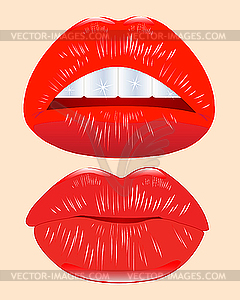 Красные женские губы - изображение в векторе