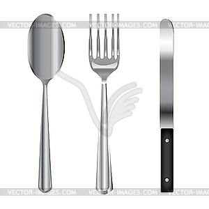 Spoon, fork and knife - vector clip art