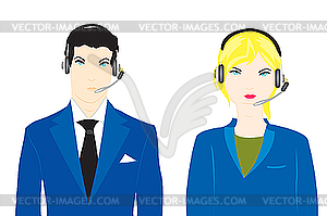 Man and woman as operators - royalty-free vector clipart