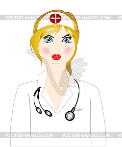 Doctor woman in white robe - vector clipart