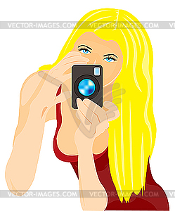 Блондинка-фотограф - изображение в векторном формате
