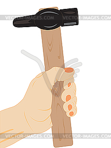 Male hand with hammer - vector image