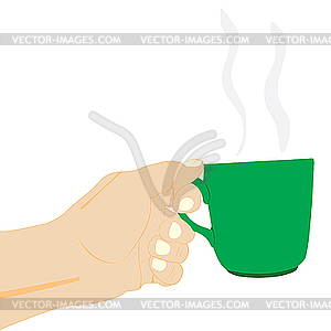 Hand with cup of the hot drink - vector image