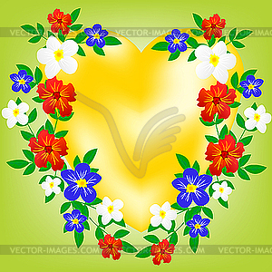 Heart of encirclement flowers - vector image