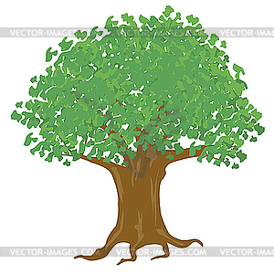 Tree with green leaves - vector image