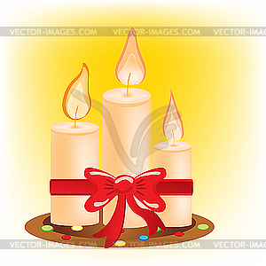 Festive burning candles - vector image