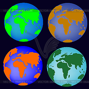 Simplified earth globes - vector clipart