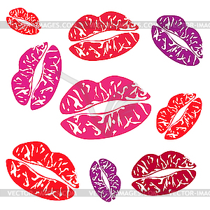 Imprints of the feminine lips - vector image