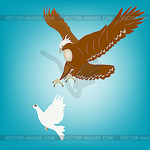 Eagle and dove - vector image