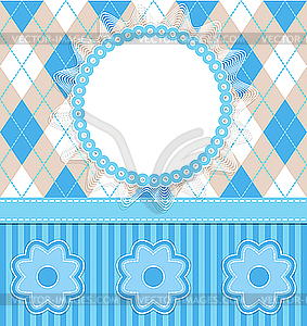 Baby boy card with flowers - vector clip art