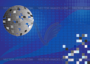 Blue background with disco ball - vector clipart