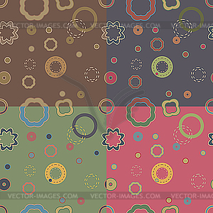 Seamless patterns with circles - vector clipart