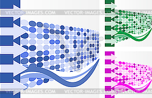 Background with arrows, circles and waves - vector clipart