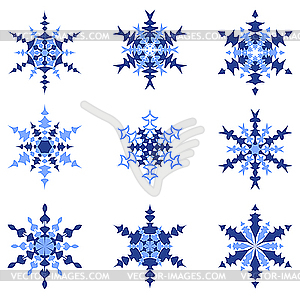 Set of isolated snowflakes - vector image