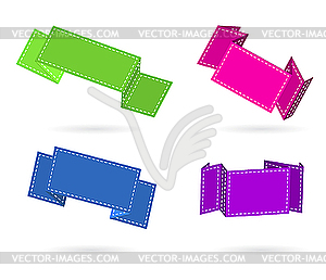 Color origami labels set - vector clip art