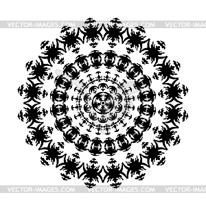 Черно-белый круглый орнамент - векторный эскиз