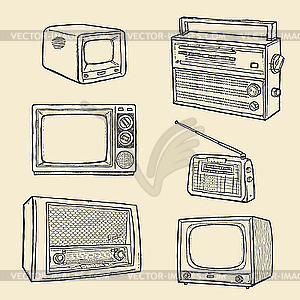 Retro TV-Set and Radio - vector image