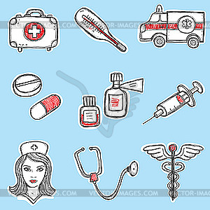 Medicine Set - color vector clipart