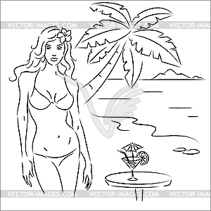 Beach Girl - stock vector clipart