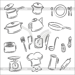 Kitchen utensils - vector image