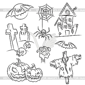 Halloween Sketch Set - vector clipart