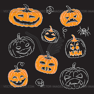 Pumpkins Sketched - vector clip art