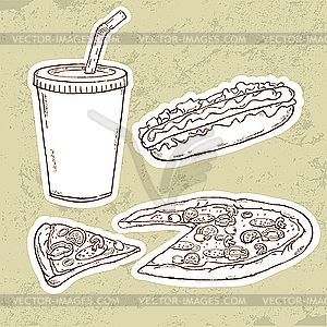 Pizza and Hot Dog - vector image