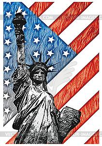 Liberty Statue on the U.S. flag - vector clipart / vector image