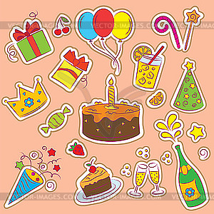 Birthday Set Stickers - vector clipart