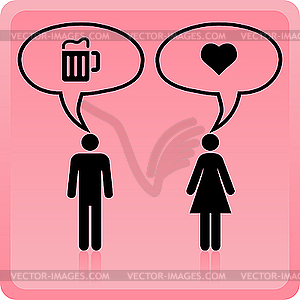 Man & Woman icon over pink background - vector clipart / vector image