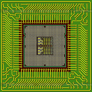 Modern computer is the processor on chip - vector image