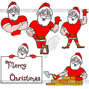 Set of Santa Clauses - vector clipart